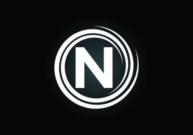 N harfinin baş harfleri alfabede. Girdap sarmal sonsuz logo tasarımı. Yazı tipi amblemi. İş için modern vektör logosu ve şirket kimliği