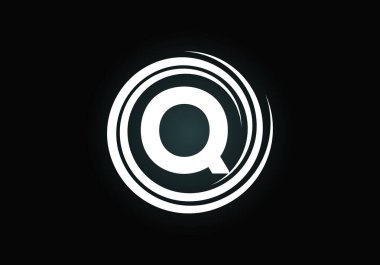 Sarmalda Q harfinin baş harfleri alfabesi. Girdap sarmal sonsuz logo tasarımı. Yazı tipi amblemi. İş için modern vektör logosu ve şirket kimliği