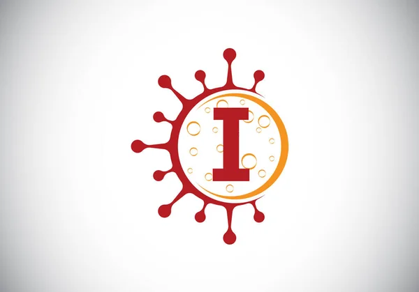 Alfabeto Inicial Monograma Com Células Coronavirus Sinal Logotipo Laboratório Símbolo —  Vetores de Stock