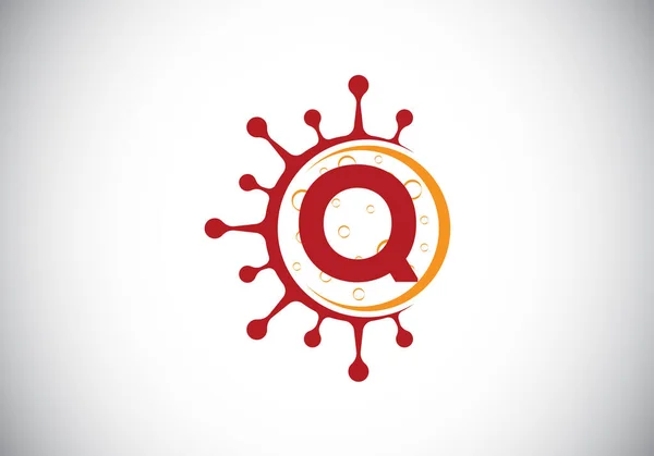 Alfabeto Iniziale Del Monogramma Con Cellule Coronavirus Lab Logo Segno — Vettoriale Stock