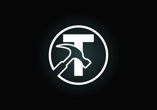 Wstępny Alfabet Literowy Młotkiem Naprawa Remont Logo Budowlane Nowoczesne Logo — Wektor stockowy