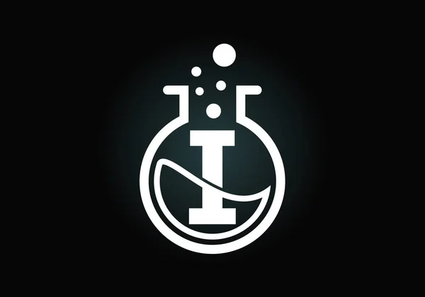 Alphabet Monogramme Initial Avec Verre Laboratoire Liquide Chimique Bulles Logo — Image vectorielle