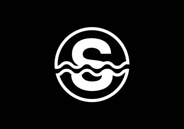Первоначальный Монограмма Алфавит Круге Водными Волнами Дизайн Логотипа Водных Волн — стоковый вектор