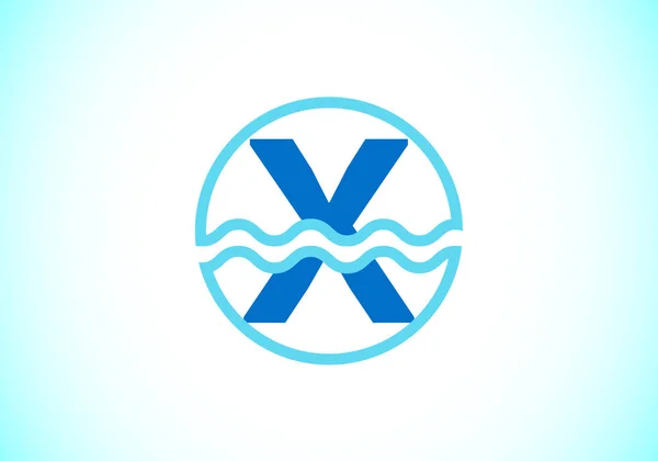Initial Monogram Alphabet Circle Water Waves Water Wave Logo Design — Stock Vector