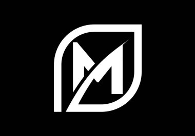 Soyut yapraklı baş harfleri M harfleri alfabesi. Çevre dostu logo konsepti. Yazı tipi amblemi. Ekolojik iş ve şirket kimliği için modern vektör logosu