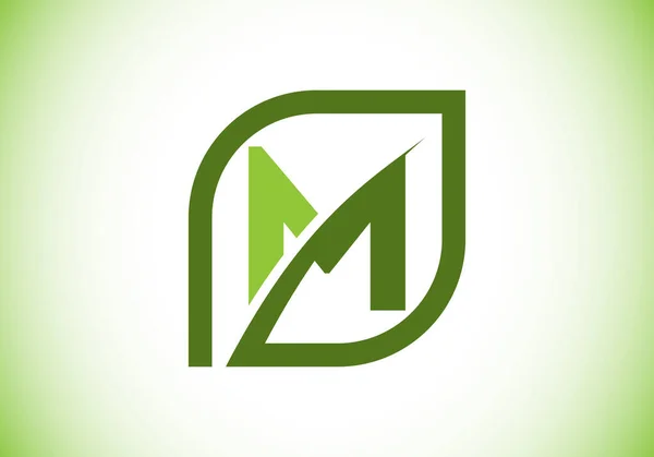 Initiales Monogramm Alphabet Mit Abstraktem Blatt Umweltfreundliches Logo Konzept Schriftzeichen — Stockvektor