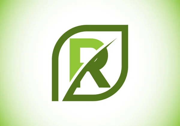Alfabeto Inicial Monograma Com Folha Abstrata Conceito Logotipo Ecológico Símbolo — Vetor de Stock