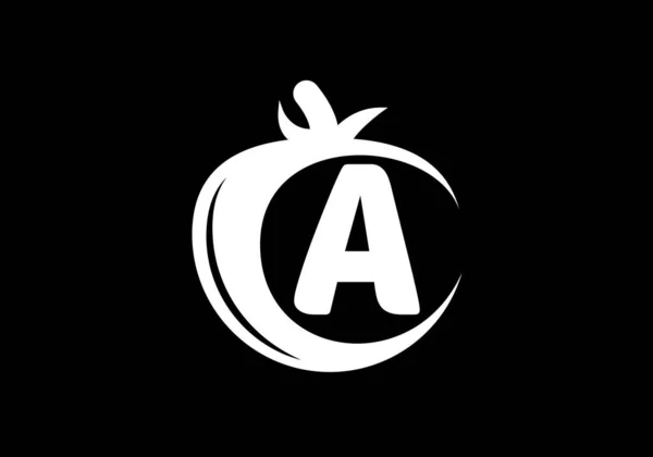 Początkowy Alfabet Monogramowy Pomidorem Szablon Projektu Logo Pomidora Godło Czcionki — Wektor stockowy