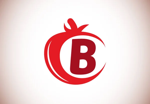 Początkowy Alfabet Pomidorem Szablon Projektu Logo Pomidora Godło Czcionki Nowoczesne — Wektor stockowy