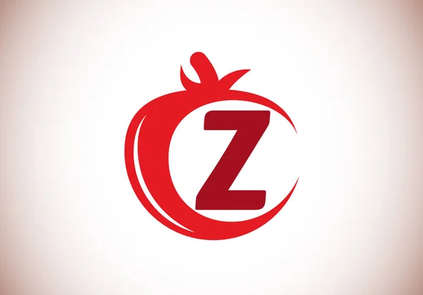 Initiales Monogramm Alphabet Mit Tomate Tomaten Logo Design Vorlage Schriftzeichen — Stockvektor