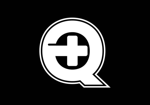 처음에 알파벳 플러스 로고가 배경에 흰색으로 표시되어 있습니다 엠블렘 의학이나 — 스톡 벡터