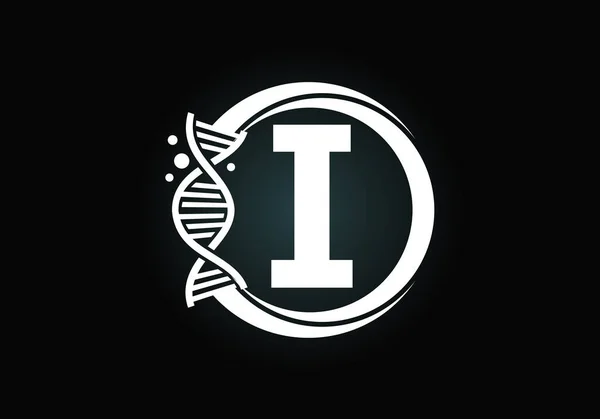 Initiaal Monogram Alfabet Een Cirkel Met Dna Genetisch Logo Ontwerp — Stockvector