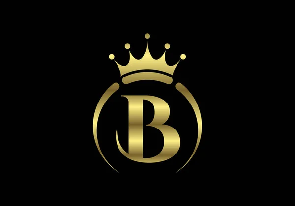 带有冠词的初始B字母表 女王奢侈的象征 字体徽章 现代奢侈品牌元素标志 矢量说明 — 图库矢量图片