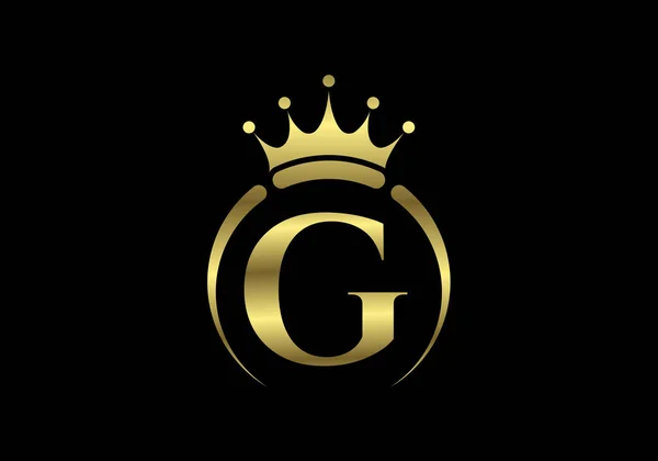 Alfabeto Inicial Del Monograma Con Corona Royal King Reina Símbolo — Vector de stock