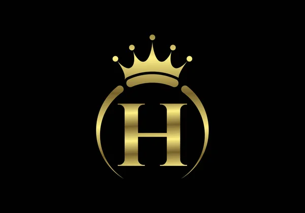 冠を持つ初期のHモノグラムアルファベット ロイヤル キング クイーン高級シンボル フォントエンブレム モダンな高級ブランドの要素のサイン ベクターイラスト — ストックベクタ