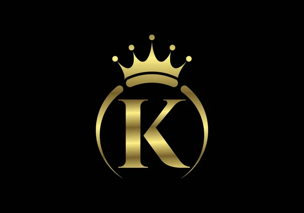 带有冠词的K字母表 女王奢侈的象征 字体徽章 现代奢侈品牌元素标志 矢量说明 — 图库矢量图片