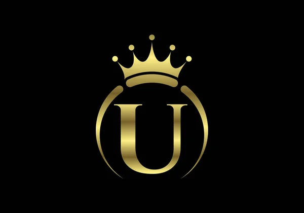 带有冠词的U字母表首字母 女王奢侈的象征 字体徽章 现代奢侈品牌元素标志 矢量说明 — 图库矢量图片