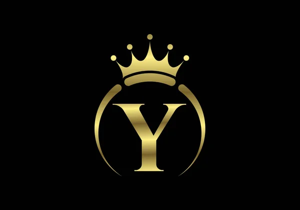带有冠词的Y字母表 女王奢侈的象征 字体徽章 现代奢侈品牌元素标志 矢量说明 — 图库矢量图片