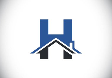H harfinin baş harfleri alfabede. Ev ya da ev tabelası. Emlak logosu konsepti. Yazı tipi amblemi. Emlak işi ve şirket kimliği için modern vektör logosu.