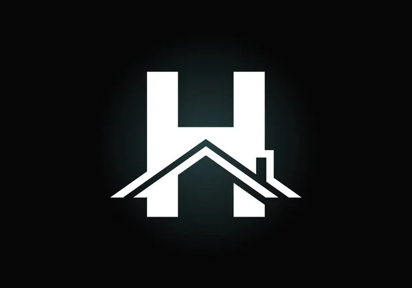 屋根と初期のHモノグラムのアルファベット 家や家の看板 不動産ロゴのコンセプト フォントエンブレム 不動産ビジネスと会社のアイデンティティのための現代的なベクトルロゴ — ストックベクタ
