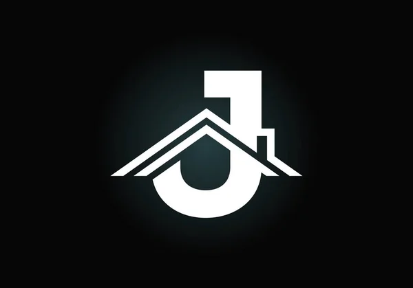 Alfabeto Inicial Monograma Com Telhado Sinal Casa Casa Conceito Logotipo — Vetor de Stock