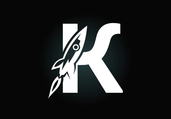 初期のK文字のアルファベットロケットのロゴデザイン ロケットアイコン フォントエンブレム ビジネスと会社のアイデンティティのための現代的なベクトルロゴ — ストックベクタ
