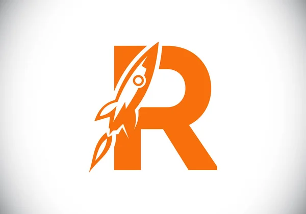 Alphabet Lettre Monogramme Initial Avec Logo Rocket Icône Fusée Emblème — Image vectorielle