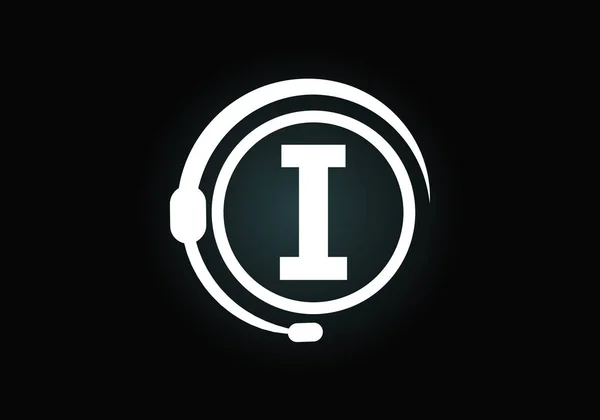 Initial Monogram Letter Alphabet Support Service Headphones Headphone Logo Hotline — Stock Vector