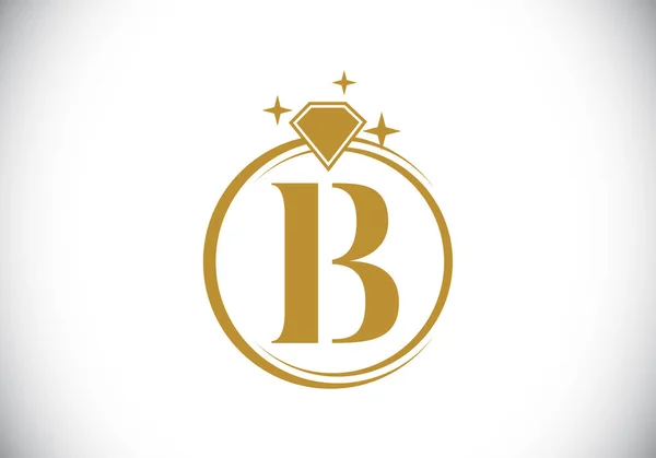 Iniziale Alfabeto Lettera Monogramma Cerchio Con Diamante Logo Dell Anello — Vettoriale Stock