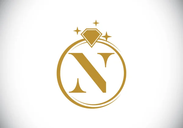 Alfabeto Iniziale Monogramma Lettera Cerchio Con Diamante Logo Dell Anello — Vettoriale Stock