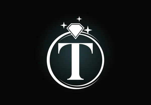 Alfabeto Inicial Letra Monograma Círculo Con Diamante Logo Del Anillo — Archivo Imágenes Vectoriales