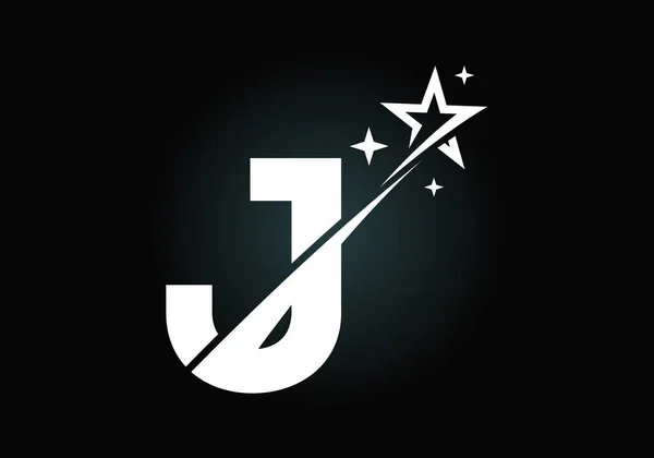 Alfabeto Letra Monograma Inicial Com Swoosh Ícone Logotipo Estrela Design —  Vetores de Stock