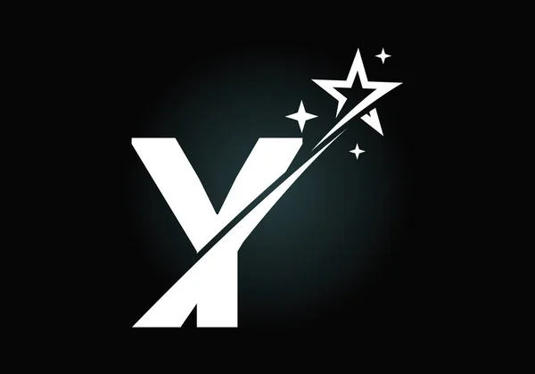 Alphabet Lettre Monogramme Initial Avec Swoosh Icône Logo Étoile Abstrait — Image vectorielle