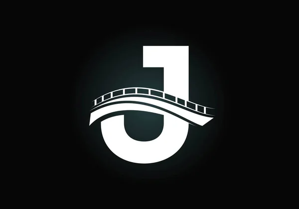 Початковий Монограмний Алфавіт Літери Значком Моста Шаблон Дизайну Логотипу Абстрактного — стоковий вектор