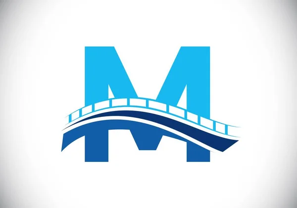 Początkowy Alfabet Literowy Znakiem Mostu Streszczenie Szablonu Projektu Logo Mostu — Wektor stockowy