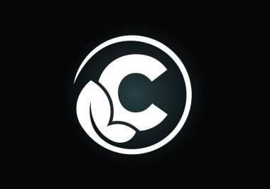 Yapraklı baş harfler C harfleri. Çevre dostu logo konsepti. Yazı tipi amblemi. Ekolojik iş ve şirket kimliği için modern vektör logosu