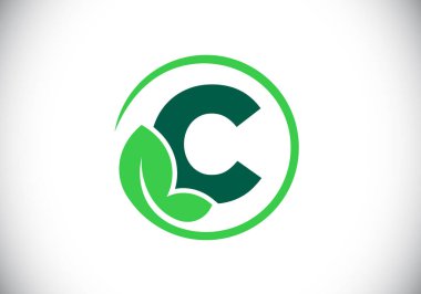 Yapraklı baş harfler C harfleri. Çevre dostu logo konsepti. Yazı tipi amblemi. Ekolojik iş ve şirket kimliği için modern vektör logosu
