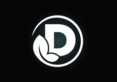 Yapraklı baş harfler D harfleri. Çevre dostu logo konsepti. Yazı tipi amblemi. Ekolojik iş ve şirket kimliği için modern vektör logosu