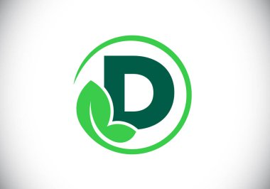 Yapraklı baş harfler D harfleri. Çevre dostu logo konsepti. Yazı tipi amblemi. Ekolojik iş ve şirket kimliği için modern vektör logosu