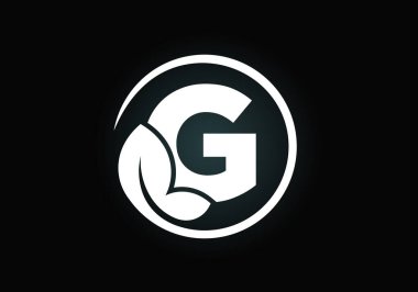 Yapraklı G harfinin baş harfleri. Çevre dostu logo konsepti. Yazı tipi amblemi. Ekolojik iş ve şirket kimliği için modern vektör logosu