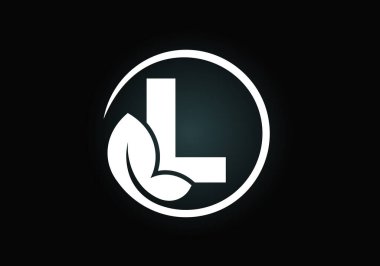 Yapraklı L harfinin baş harfleri. Çevre dostu logo konsepti. Yazı tipi amblemi. Ekolojik iş ve şirket kimliği için modern vektör logosu