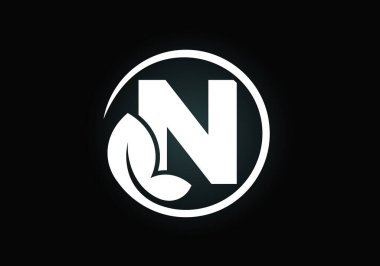 Yapraklı baş harfler N harfleri. Çevre dostu logo konsepti. Yazı tipi amblemi. Ekolojik iş ve şirket kimliği için modern vektör logosu