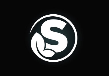 Yapraklı S baş harfleri alfabesi. Çevre dostu logo konsepti. Yazı tipi amblemi. Ekolojik iş ve şirket kimliği için modern vektör logosu