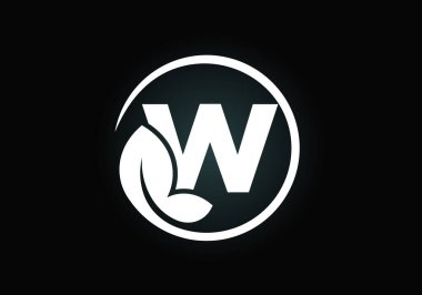 Yapraklı W harfli alfabe. Çevre dostu logo konsepti. Yazı tipi amblemi. Ekolojik iş ve şirket kimliği için modern vektör logosu