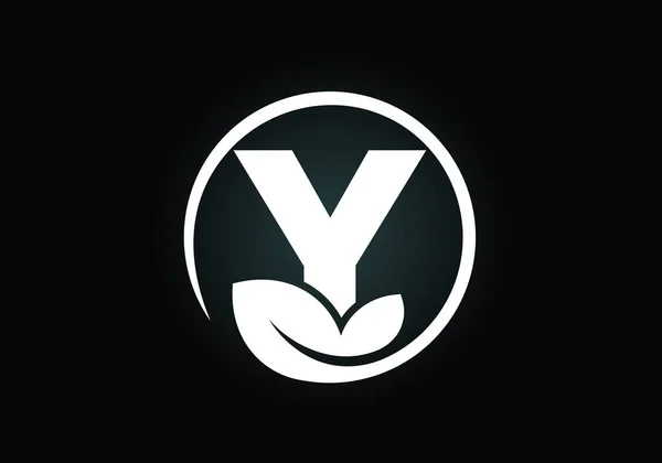 Alfabeto Inicial Del Monograma Con Hoja Concepto Logotipo Ecológico Emblema — Archivo Imágenes Vectoriales