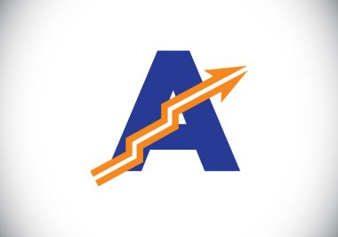 Baş harfler A harfleri, ok ile birleştirilmiş alfabe sembolü tasarımı. Finansal ya da başarı logosu. Yazı tipi amblemi. İş ve şirket kimliği logosu