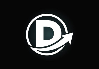 Okla birleştirilmiş ilk D monogram alfabe sembolü tasarımı. Finansal ya da başarı logosu. Yazı tipi amblemi. İş ve şirket kimliği logosu