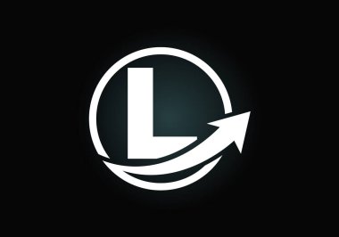 İlk L monogram alfabe sembolü dizaynı ok ile birleştirilmiştir. Finansal ya da başarı logosu. Yazı tipi amblemi. İş ve şirket kimliği logosu
