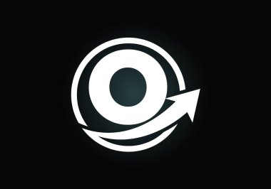 Okla birleştirilmiş ilk O monogram alfabe sembolü tasarımı. Finansal ya da başarı logosu. Yazı tipi amblemi. İş ve şirket kimliği logosu