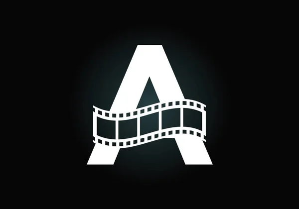 Initiale Alphabet Monogramme Incorporé Avec Bobine Film Concept Logo Vidéo — Image vectorielle